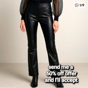 Zara Slim Pleather Faux Leather Stretch Pants Black XS